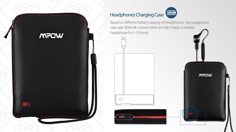 Funda con batería portátil para auriculares Bluetooth, $10 con código HDA829G2